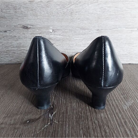 Sofft Black Leather Slip On Kitten Heel Pumps Size 9M - Picture 5 of 9